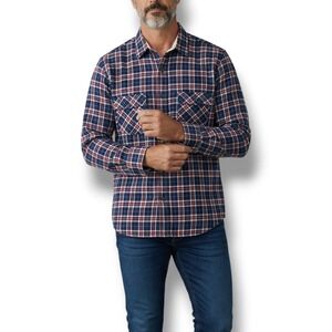Shirts by AG Mens Medium Navy Blue Red Plaid Long Sleeve Button Down Work‎ Shirt